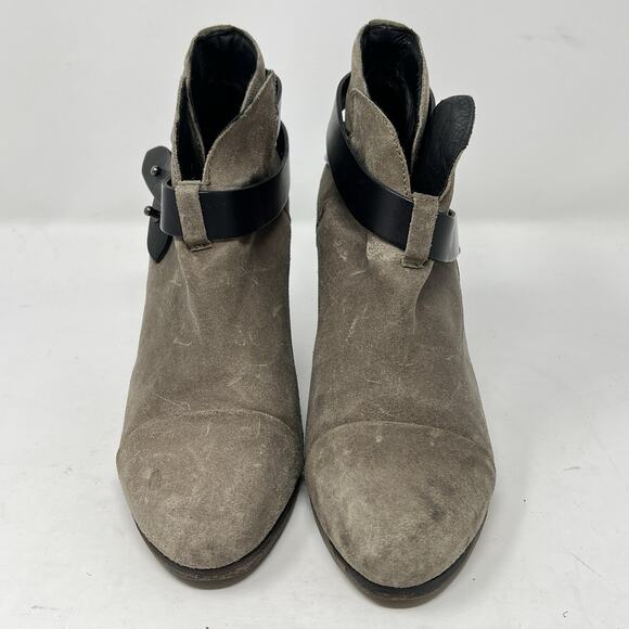 Rag & Bone Harrow Ankle Boots Womens Size 7-7.5 Tan Suede Booties Heeled Shoes - Picture 2 of 13